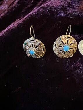 Turkish pierced earrings with semiprecious stone accents